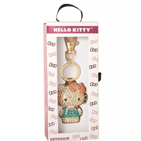 💚🔹️Hello Kitty 🔹️by Sanrio Keychain - Crystal-Studded Charm for Bag - Picture 3 of 9
